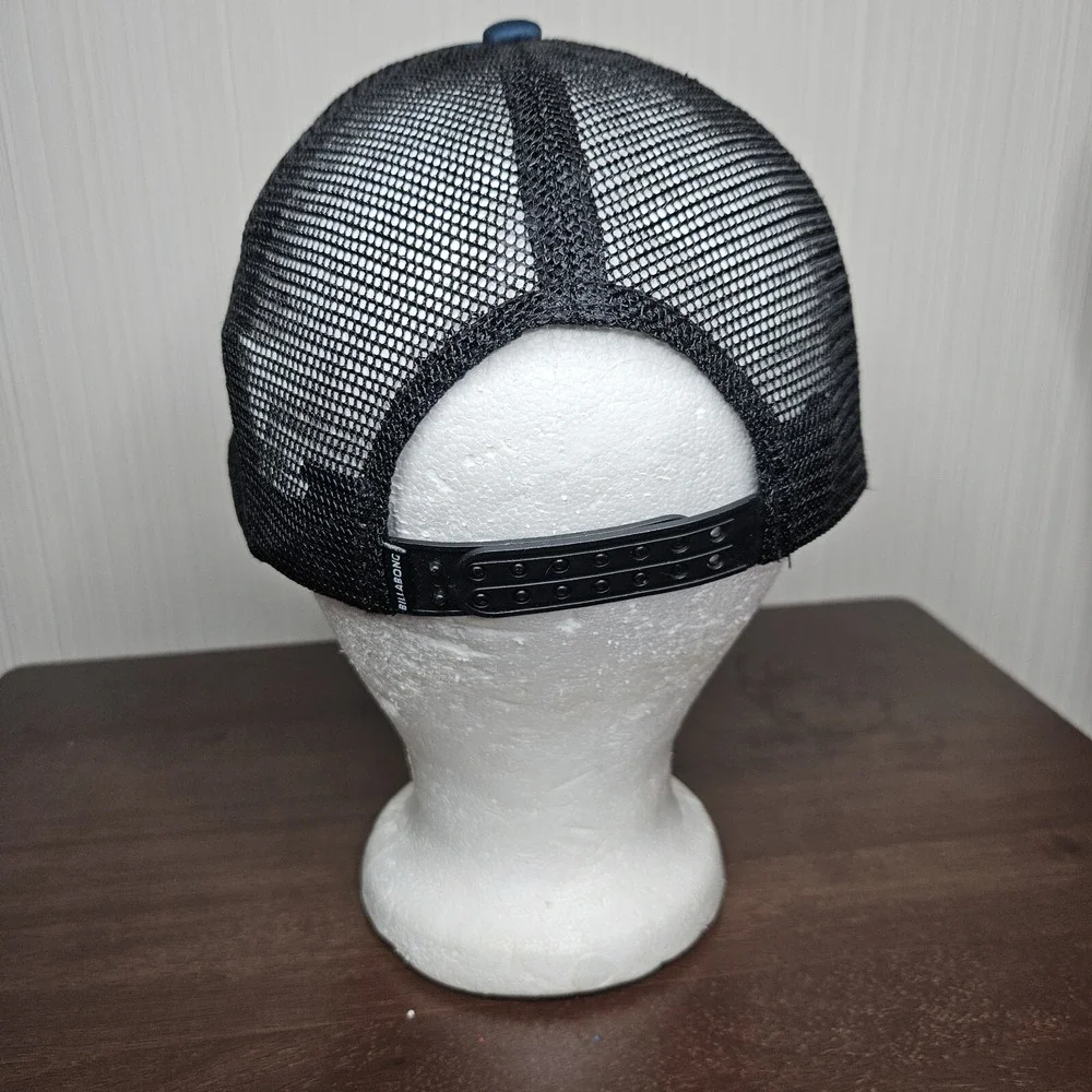 Billabong Trucker Hat Mens OS Blue Sunset Stripe Flat Brim Mesh Back Snapback
